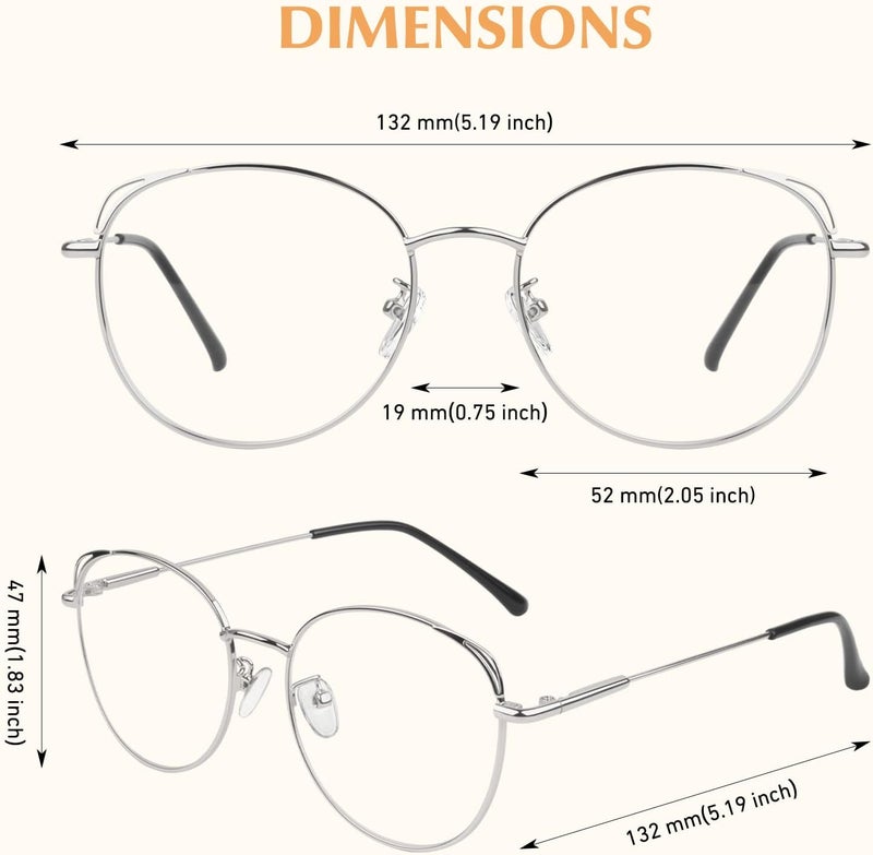 LINVO Classic Fake Glasses Women, Cat Eye Metal Clear Lens Eyeglasses with 100% UV400 Protection - Image 5